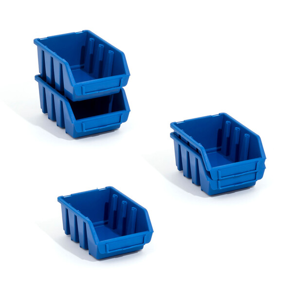 blaue Stapelbox aus Kunststoff mit hoher Traglast Wandlasche