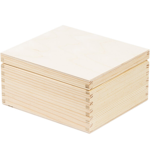 Holzbox mit Deckel, Geschenkkiste Klappdeckel 18 x 16 x 9 cm