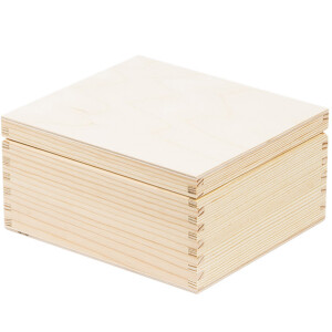 Holzbox mit Deckel, Geschenkkiste Klappdeckel 18 x 16 x 9 cm