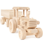 großer Holz Traktor mit Anhänger, Kindertraktor aus FSC Holz