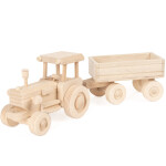 großer Holz Traktor mit Anhänger, Kindertraktor aus FSC Holz