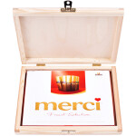 Holzschachtel mit Deckel und Schloss, Merci Schachtel 22 x 18 x 3 cm