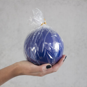 Große blaue Kugelkerze, 12 cm Durchmesser, Wachskugel in Blau