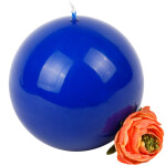 Große blaue Kugelkerze, 12 cm Durchmesser, Wachskugel in Blau