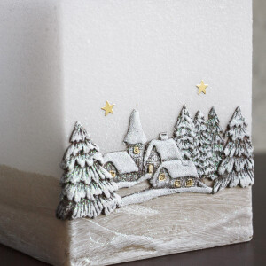 Weihnachtskerze, quadratischer Lampion mit einem Teelicht als Windlicht