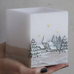 Weihnachtskerze, quadratischer Lampion mit einem Teelicht als Windlicht