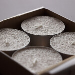 Teelichter, Duftkerzen aus Stearin, Duft indische Seide, 4er-Set