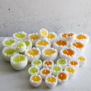 Osterkerzen als Eierschalen, Schwimmkerzen zu Ostern, Eierkerzen