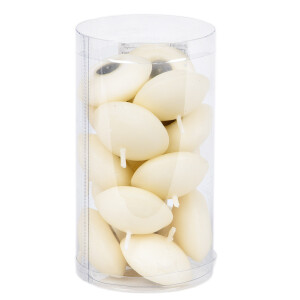 Ovale Schwimmkerzen in Beige, 15er-Set Kerzen in einem Display