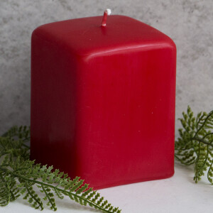 Matte Stumpenkerze rot, Kerze als Quader, Altarkerze