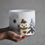 Wachslampion, Weihnachtskerze mit Eule im Schal, Windlicht