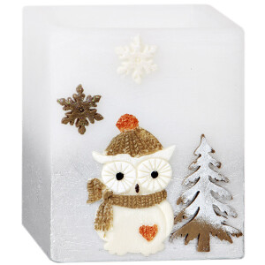 Lampion Windlicht Weihnachtskerze mit Eulenmotiv und...