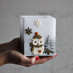 Lampion Windlicht Weihnachtskerze mit Eulenmotiv und Teelicht