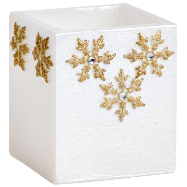 Wachs-Lampion mit Sterne und Glitzersteine in Weiß, Weihnachtskerze