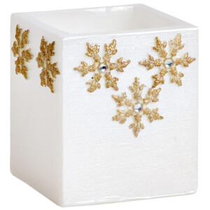 Wachs-Lampion mit Sterne und Glitzersteine in Weiß,...