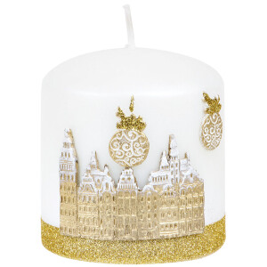 Stadtmotiv, Stumpenkerze 9 cm hoch, Weihnachtskerze in...