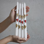 Tafelkerzen mit 3D Herzen, Hochzeitskerzen 4er-Set Spitzkerzen