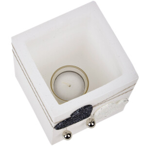 Hochzeitskerze, quadratisches Windlicht aus Wachs, Lampion