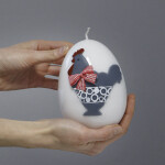 Osterkerze, großes Osterei aus Wachs, Osterhenne auf Wachs