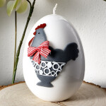 Osterkerze, großes Osterei aus Wachs, Osterhenne auf Wachs