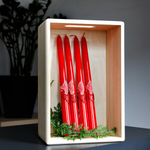 Hochzeitskerzen, Spitzkerzen als Tafelkerzen mit Wachsornament - 4 Stück