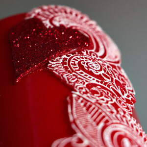 Stumpenkerze mit Glitter-Herz für deine Hochzeit
