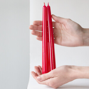 Tafelkerzen, Spitzkerzen in Rot 2er Set, Leuchterkerzen