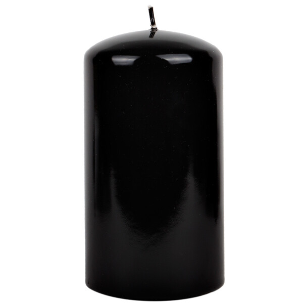 Stumpenkerze, Altarkerze in Schwarz, dicke Tafelkerze 8 x 15 cm