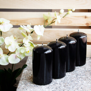 Stumpenkerze, Altarkerze in Schwarz, dicke Tafelkerze 8 x 15 cm