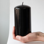 Stumpenkerze, Altarkerze in Schwarz, dicke Tafelkerze 8 x 15 cm