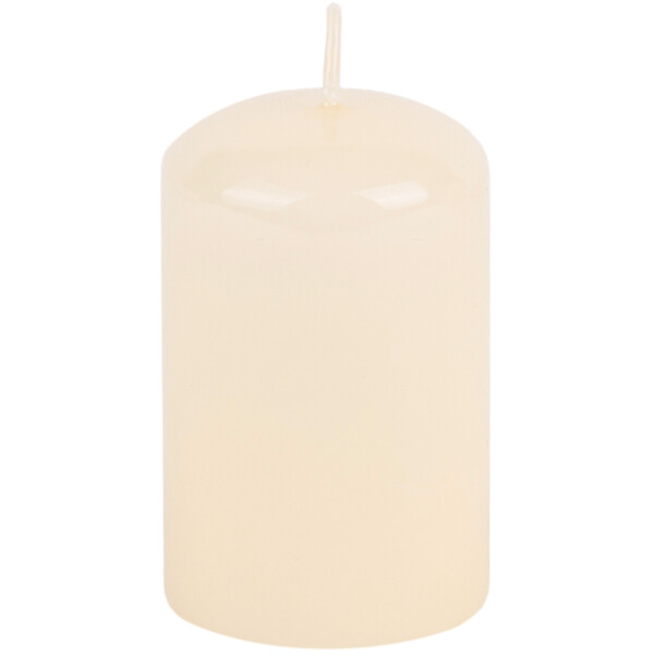 Kleine Stumpenkerze, Tafelkerze in Beige