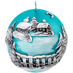 Kugelkerze mit Weihnachtsmotiv aus Wachs, Weihnachtskerze