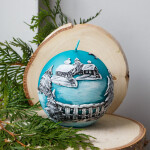 Kugelkerze mit Weihnachtsmotiv aus Wachs, Weihnachtskerze