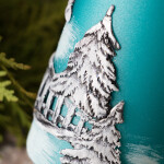 Adventskerze, Stumpenkerze zu Weihnachten in Türkis