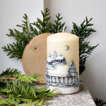Langlebige Stumpenkerze mit liebevollem Winterdesign