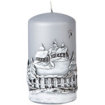 Winterkerze, Weihnachtskerze mit Winterlandschaft, Adventskerze