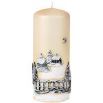 Große Adventskerze aus Wachs mit Weihnachtsmotiv aus Wachs