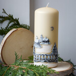 Große Adventskerze aus Wachs mit Weihnachtsmotiv aus Wachs