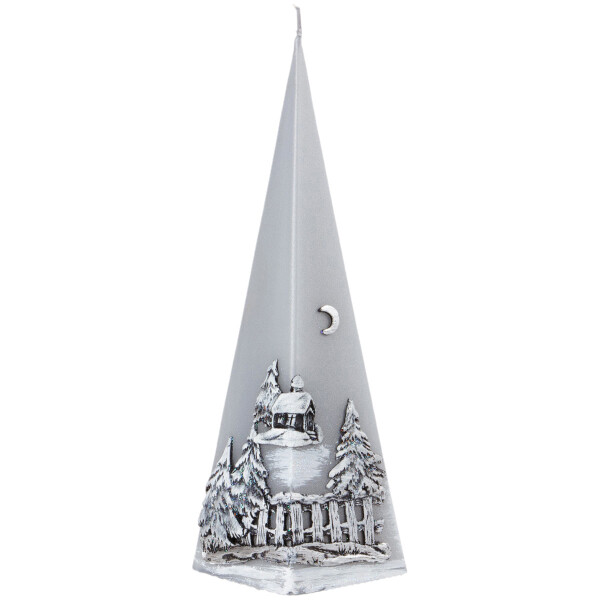 Große Pyramidenkerze mit Weihnachtsmotiv aus Wachs, Adventskerze