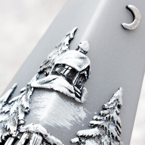 Große Pyramidenkerze mit Weihnachtsmotiv aus Wachs, Adventskerze