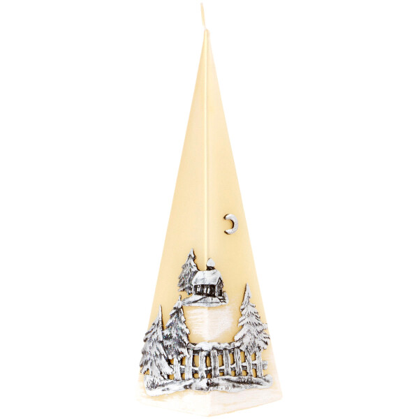Pyramidenkerze mit Weihnachtsmotiv aus Wachs, Adventskerze