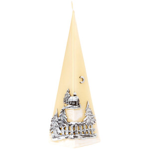 Pyramidenkerze mit Weihnachtsmotiv aus Wachs, Adventskerze