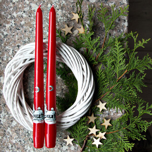 Tafelkerzen mit Weihnachtsmotiv, Leuchterkerzen, Spitzkerzen