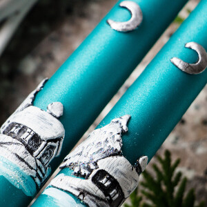 Weihnachtskerzen, Leuchterkerzen in Türkis, 2er-Set Tafelkerzen, Spitzkerzen