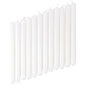 Tafelkerzen, 12er Pack, weiß glänzend 2,2 x 25 cm