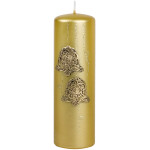 Weihnachtskerze, Stumpenkerze in typischer Gold-Metallic Weihnachtsfarbe
