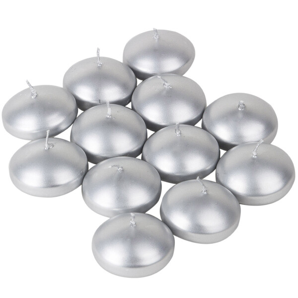 Schwimmkerzen in Metallic-Silber 12er-Set, Teelichter