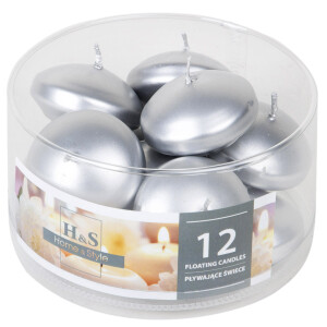 Schwimmkerzen in Metallic-Silber 12er-Set, Teelichter