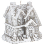 Weihnachtskerze, graues Haus aus Wachs, 3D Motivkerze