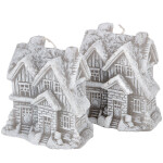 Weihnachtskerze, graues Haus aus Wachs, 3D Motivkerze